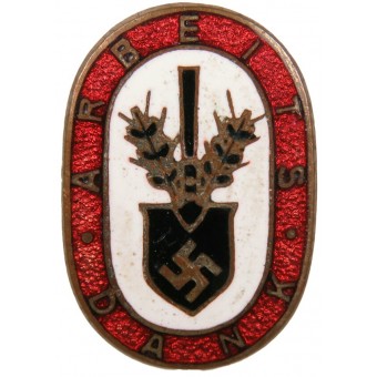 The Arbeits Dank - Labour Appreciation badge. Hot enameled Ges. Gesch marked. Espenlaub militaria