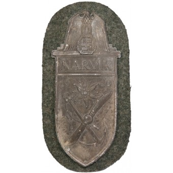 Sleeve Shield Narvik 1940 voor Wehrmacht - Juncker. Verzilverde zink. Espenlaub militaria