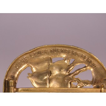 Deutsches Fahrerabzeichen in Gold L. Chr. Lauer 990 Sterling geprägt. Espenlaub militaria