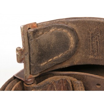 Cinturón de cuero de la Wehrmacht con hebilla de acero E.S.L. 41. 109 Jnf Rgt marcado. Espenlaub militaria