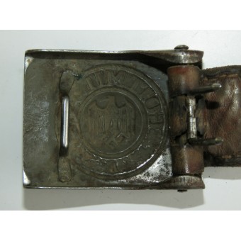 Cintura Wehrmacht in pelle con fibbia in acciaio E.S.L. 41. 109 Jnf Rgt marcato. Espenlaub militaria