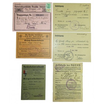 Kuusi NSDAP:n asiakirjaa yhdelle henkilölle.. Espenlaub militaria