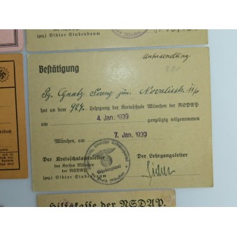Ensemble de six documents du NSDAP pour une personne. Espenlaub militaria