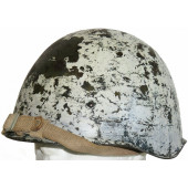 WWII Soviet SSh-40 Steel Combat Helmet with White Winter Camouflage (6-Rivet Type), 1943