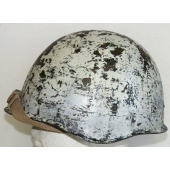 WWII Soviet SSh-40 Steel Combat Helmet with White Winter Camouflage (6-Rivet Type), 1943