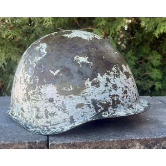 WWII Soviet SSh-40 Steel Combat Helmet with White Winter Camouflage (6-Rivet Type), 1943