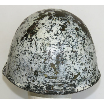 WWII Soviet SSh-40 Steel Combat Helmet with White Winter Camouflage (6-Rivet Type), 1943