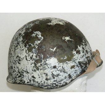 WWII Soviet SSh-40 Steel Combat Helmet with White Winter Camouflage (6-Rivet Type), 1943