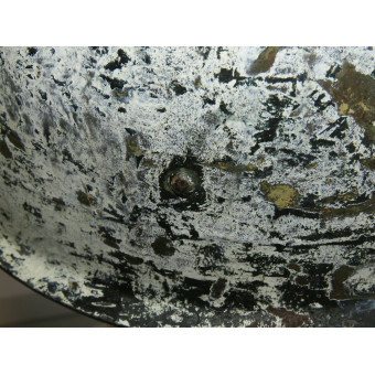 WWII Soviet SSh-40 Steel Combat Helmet with White Winter Camouflage (6-Rivet Type), 1943