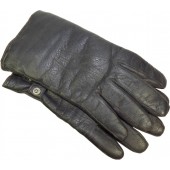 German leather officer's gloves in big size, grey leather.