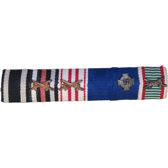 3e Reich Feldspange, barre de ruban de 6 médailles. Croix de fer 2 1914. Espenlaub militaria