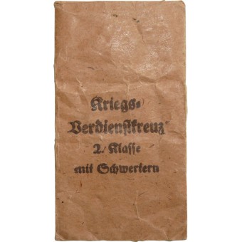 Bag of issue for the War merit cross 1939 w/swords. Türks Witwe. Espenlaub militaria