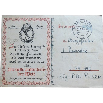 Saksan taistelu isänmaallinen ja propaganda postikortti. Espenlaub militaria