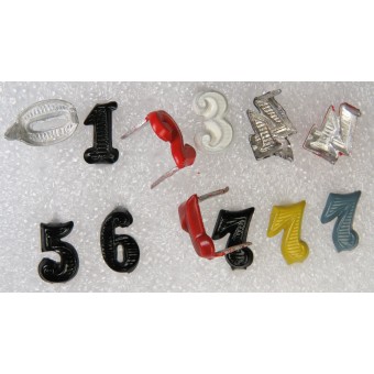 Colored ciphers for German WW2 shoulder boards.10 mm. Espenlaub militaria