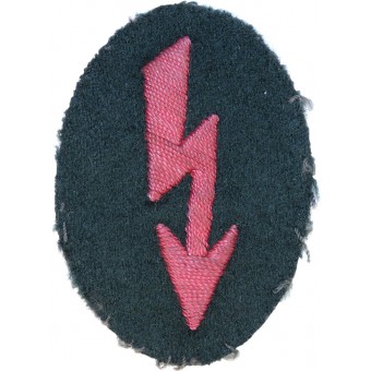 Wehrmacht Heeres handelsemblem handbroderad signal-Blitz i rosa. Espenlaub militaria