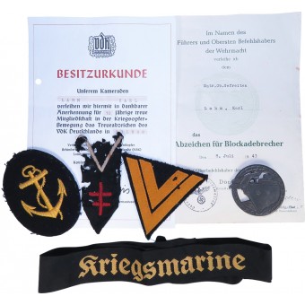 Комплект документов, наград и знаков отличия на Обермаата Кригсмарине. Espenlaub militaria