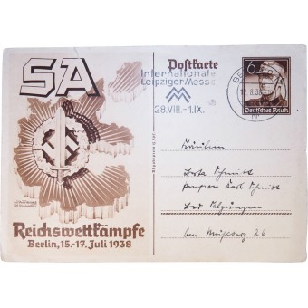 Briefkaart SA Sports Days, 1938.. Espenlaub militaria