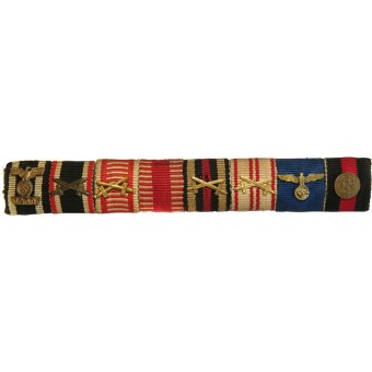 Bandleiste. Veteran des 1. Weltkriegs. 8 Auszeichnungen: 1. Weltkrieg, 2. Weltkrieg, Eisernes Kreuz mit Wiederholungsspange 1939. Espenlaub militaria