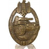Insigne allemand WW2 Insigne de Panzer en bronze - dos creux Würster