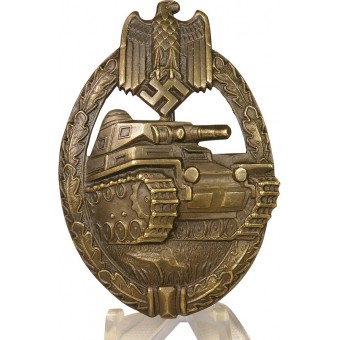 WW2 German badge Panzer badge in bronze - hollow back Würster. Espenlaub militaria