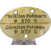 Erkennungsmarke Kriegsmarine Christian Pohlmann N 370 S