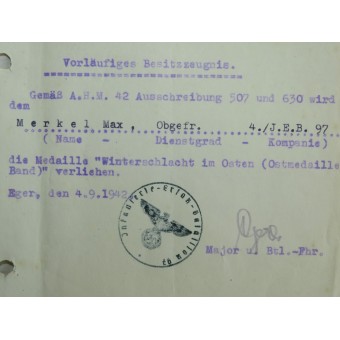 Regroupement à Unteroffizier Max Merkel se sont battus avec Inf. Reg 97. Espenlaub militaria