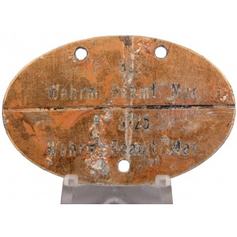 KRIEGSMARINE ID DISC WEHRM. Rund. Mar. F 3125. F-Marine-Intentatur, Wilhelmshaven. Espenlaub militaria