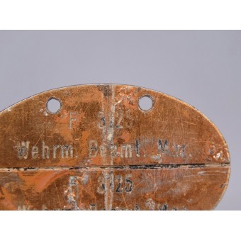 KRIEGSMARINE ID DISC WEHRM. Rund. Mar. F 3125. F-Marine-Intentatur, Wilhelmshaven. Espenlaub militaria