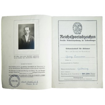 Сертификат соответствия на нормативы по награждению знаком ДРЛ. Espenlaub militaria