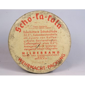 Deutsche Schokoladendose aus dem 2. Weltkrieg mit Originalinhalt, Ausgabe der Wehrmacht.. Espenlaub militaria