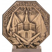 Insigne d'un participant au 5ème rassemblement des anciens combattants à Kassel du 7 au 9 juillet 1934