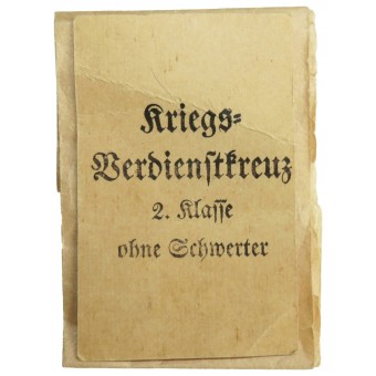 Ungewöhnliche Verpackung für das Kriegsverdienstkreuz 1939 ohne Schwerter