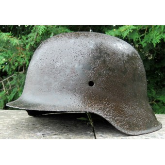 German M 45 Helmet without the ventilation holes. Rare.. Espenlaub militaria