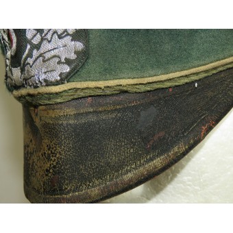 Casquette à visière salée de la Wehrmacht portant des traces dutilisation intensive en première ligne. Espenlaub militaria