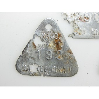 Wardrobe SS tag "Mantel, grau" for 3rd Totenkopfstandarte Thüringen, KR-Kraftfahrer. Set of 3 pcs. 