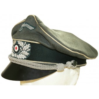 Casquette à visière dofficier dinfanterie de la Wehrmacht : style capote de première ligne. Espenlaub militaria