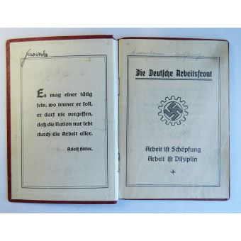 Membership booklet of the Deutsche Arbeitsfront (DAF). Espenlaub militaria
