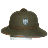 Wehrmacht tropical pith helmet in olive felt with two insignia