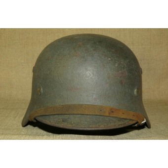 Вермахт. Стальной шлем М 35 в фронтовом матовом окрасе периода войны. Espenlaub militaria