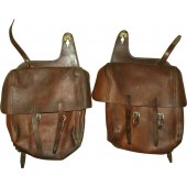 Borse universali in pelle per cavalli e motociclette sovietiche, set di 2 borse.