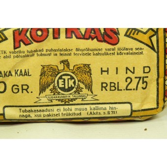 Andra världskriget eller förkriget Tobaksförpackning Kotkas, tillverkad i Sovjetiska Estland. Espenlaub militaria