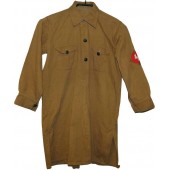 3-й Рейх, коричневая рубаха нацистской детской организации Deutsche Jungvolk. Ношеное состояние, погон отсутствует