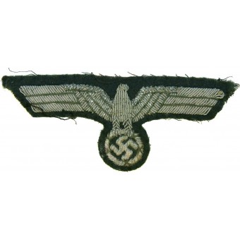 Bullion bröst Hoheitsabzeichen- Heer bröst örn, handbroderad. Espenlaub militaria