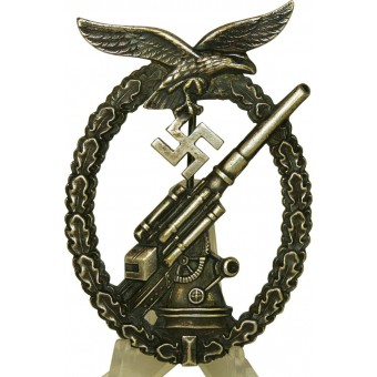Luftwaffe Flak Badge vit mässing med kulgångjärn / Flakkampfabzeichen der Luftwaffe Buntmetal. Espenlaub militaria