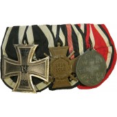 WW1 combat medal bar. EK II-1914, Hindenburg cross and Red Cross medal