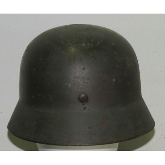 Saksalainen M 35 yhden tarran naamioitu kypärä Q64. Espenlaub militaria