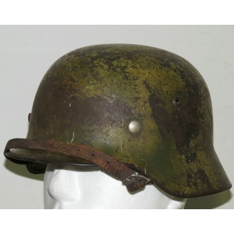 Luftwaffe M 35 helmet in Normandy camo. Ex-double decal.. Espenlaub militaria