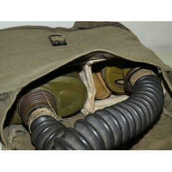 Gasmask BS avec masque de caoutchouc ShM1, filtrage sac MO-2 et portant. Espenlaub militaria
