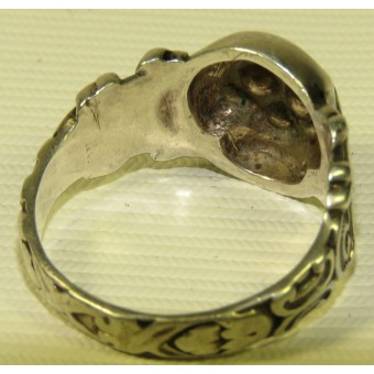 Alemán tradicional anillo de cráneo, de plata de ley. Espenlaub militaria