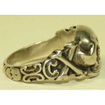 Tedesco anello teschio tradizionale, argento. Espenlaub militaria